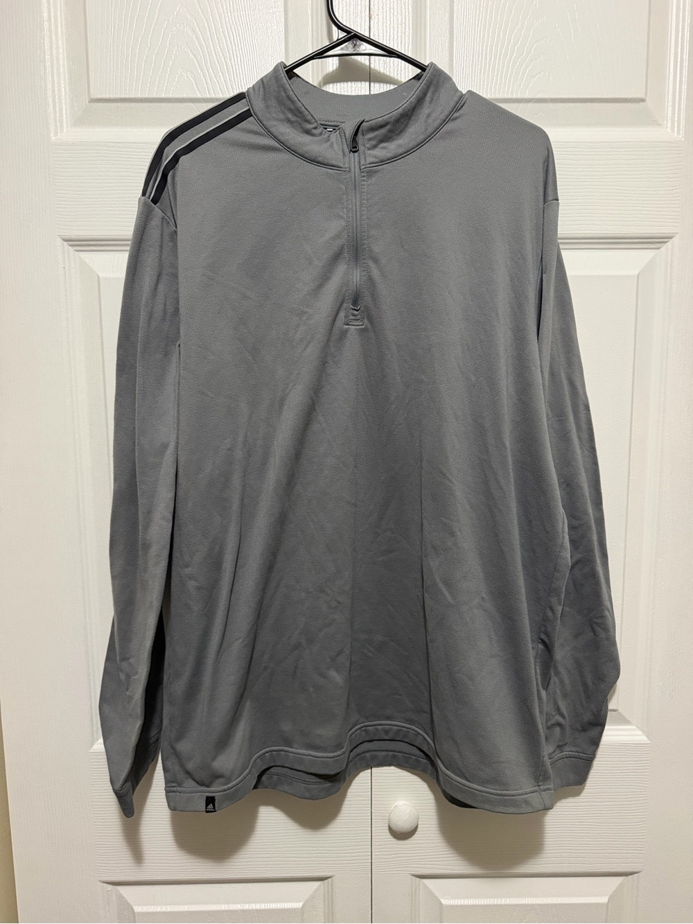 Adidas Golf Gray 3 Stripe Quarter Zip Pullover Men’s L
